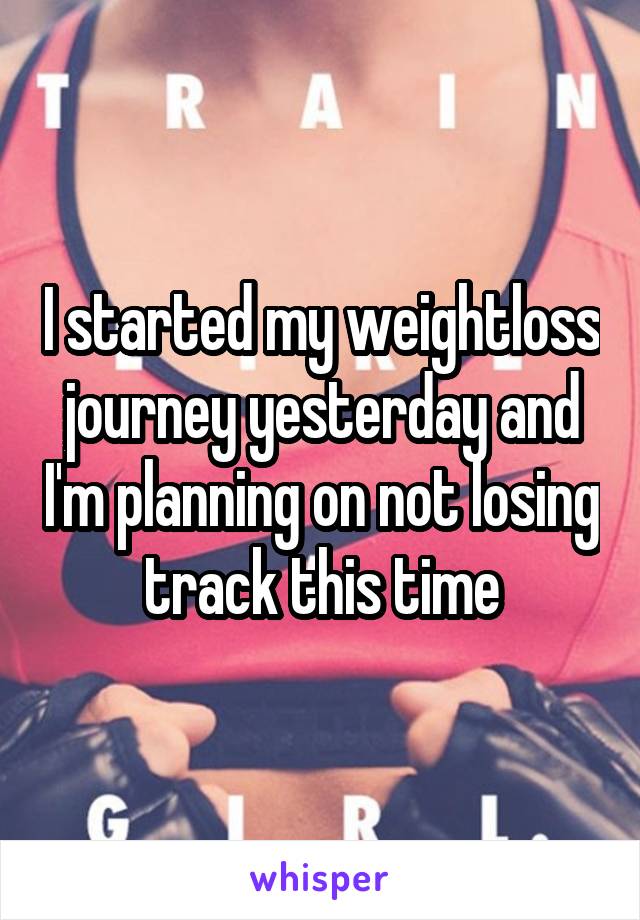 I started my weightloss journey yesterday and I'm planning on not losing track this time