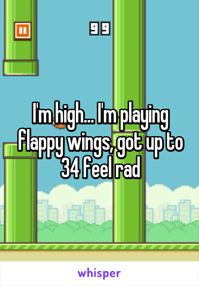 I'm high... I'm playing flappy wings, got up to 34 feel rad