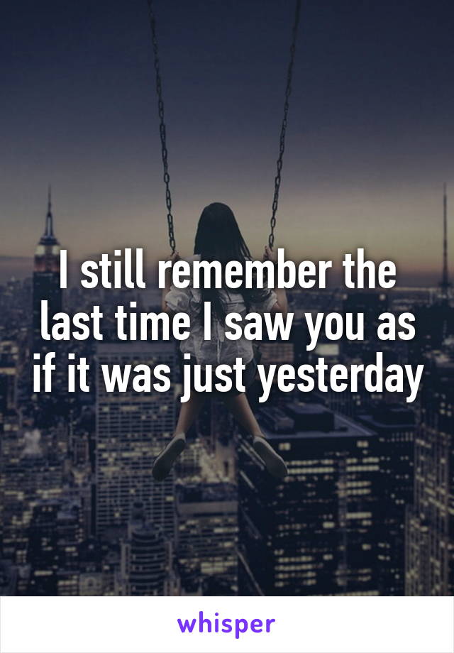 I still remember the last time I saw you as if it was just yesterday