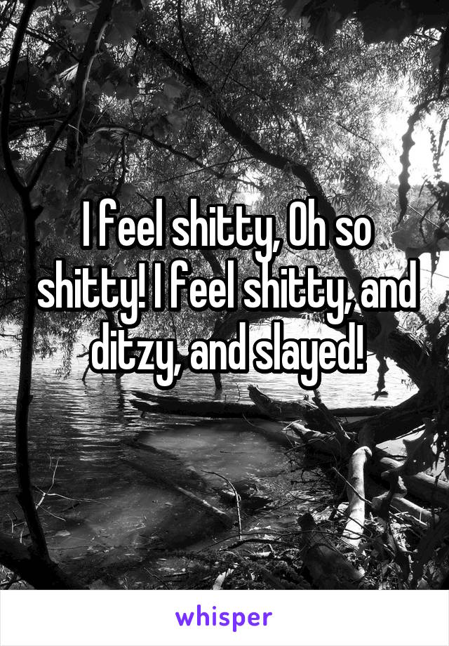 I feel shitty, Oh so shitty! I feel shitty, and ditzy, and slayed!
