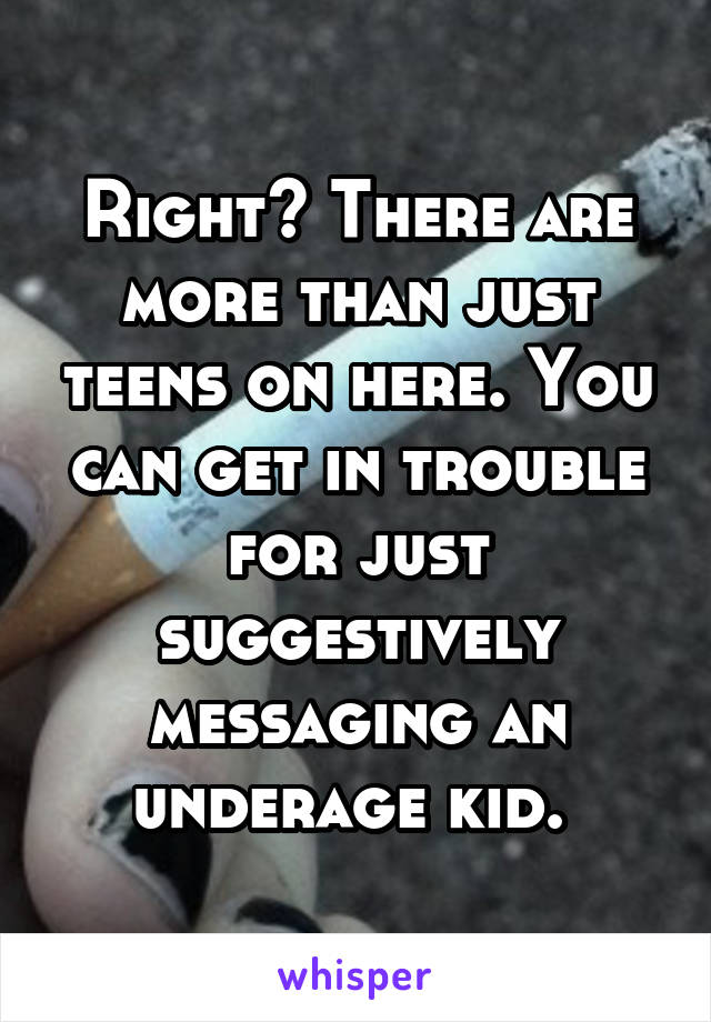 Right? There are more than just teens on here. You can get in trouble for just suggestively messaging an underage kid. 