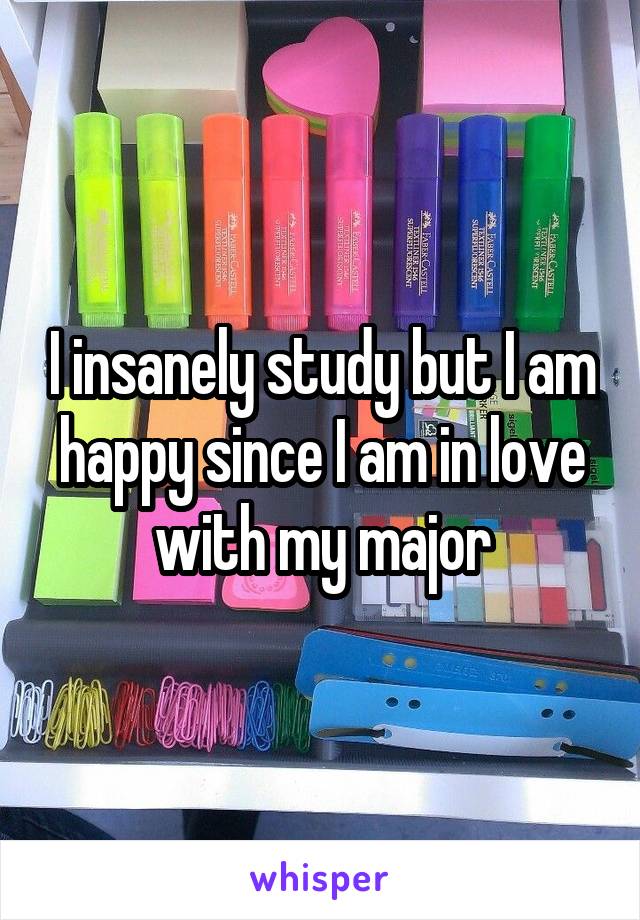 I insanely study but I am happy since I am in love with my major