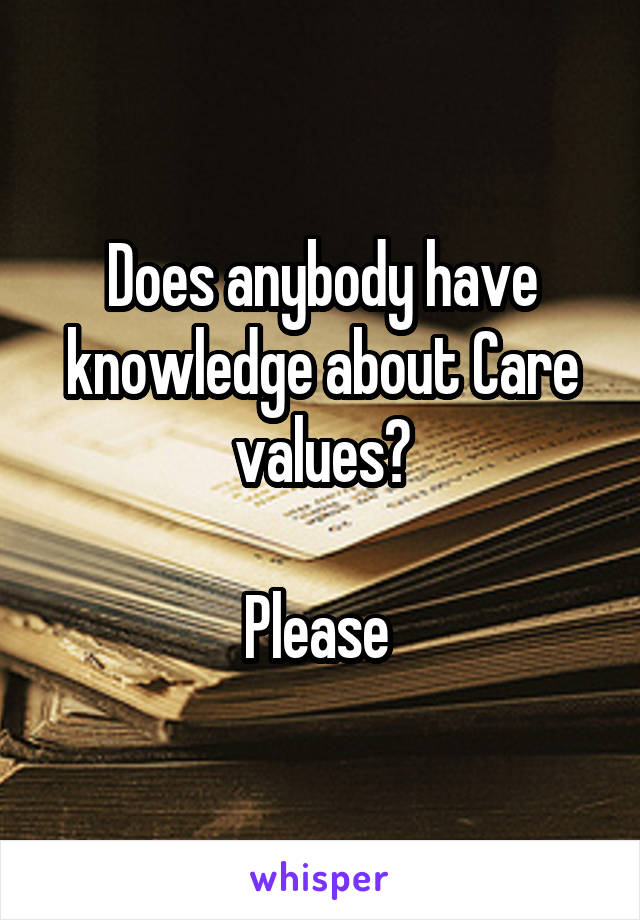 Does anybody have knowledge about Care values?

Please 
