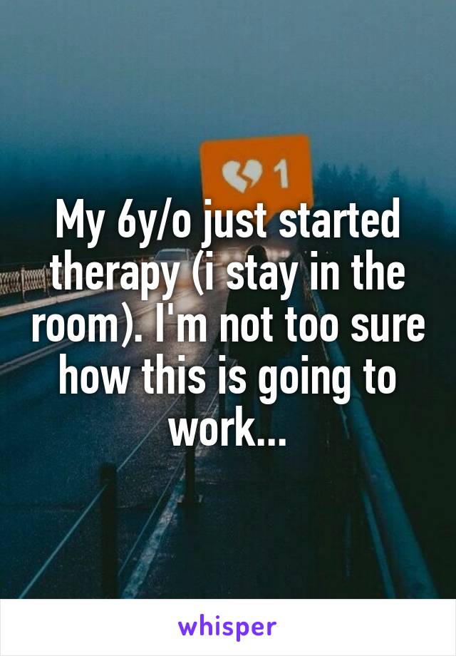My 6y/o just started therapy (i stay in the room). I'm not too sure how this is going to work...