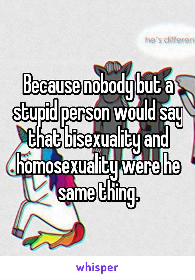 Because nobody but a stupid person would say that bisexuality and homosexuality were he same thing.