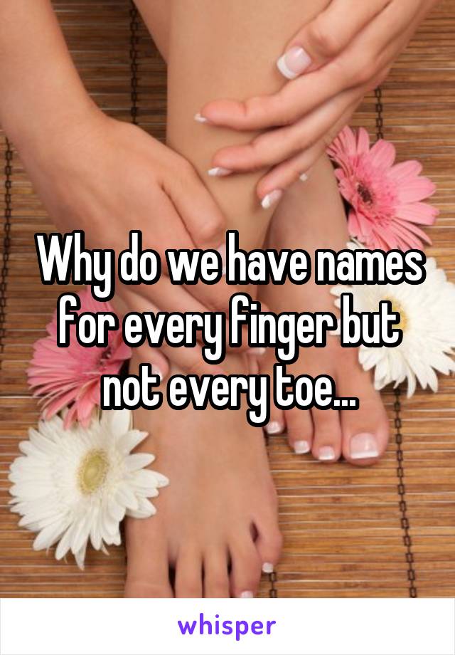 Why do we have names for every finger but not every toe...
