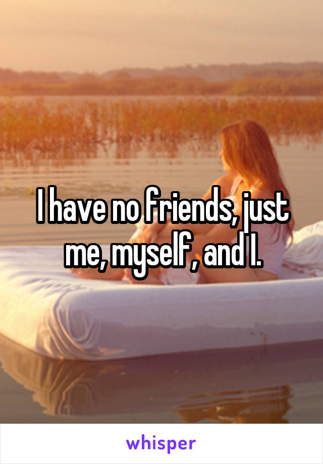 I have no friends, just me, myself, and I.