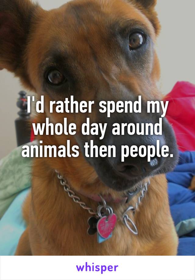 I'd rather spend my whole day around animals then people.
