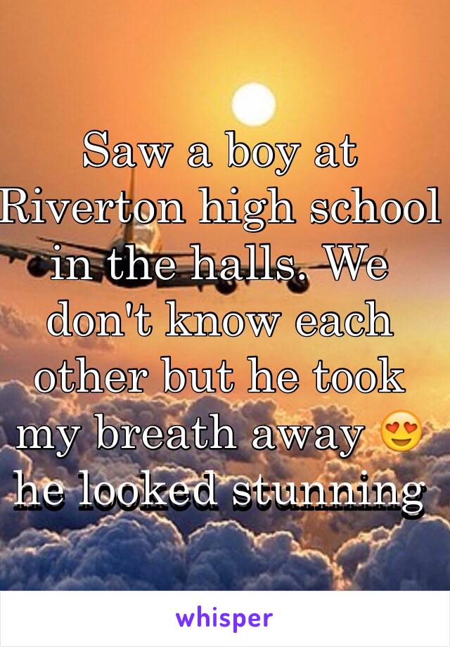 Saw a boy at Riverton high school in the halls. We don't know each other but he took my breath away 😍 he looked stunning 