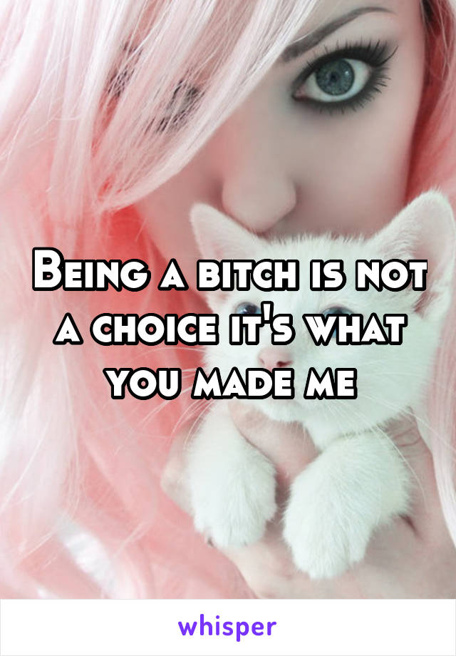 Being a bitch is not a choice it's what you made me