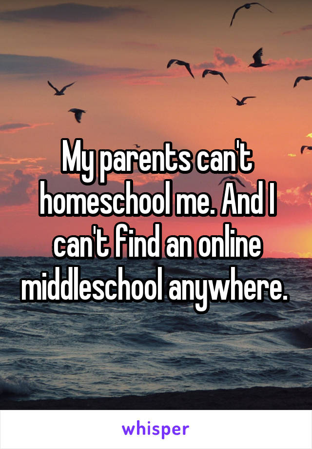 My parents can't homeschool me. And I can't find an online middleschool anywhere. 