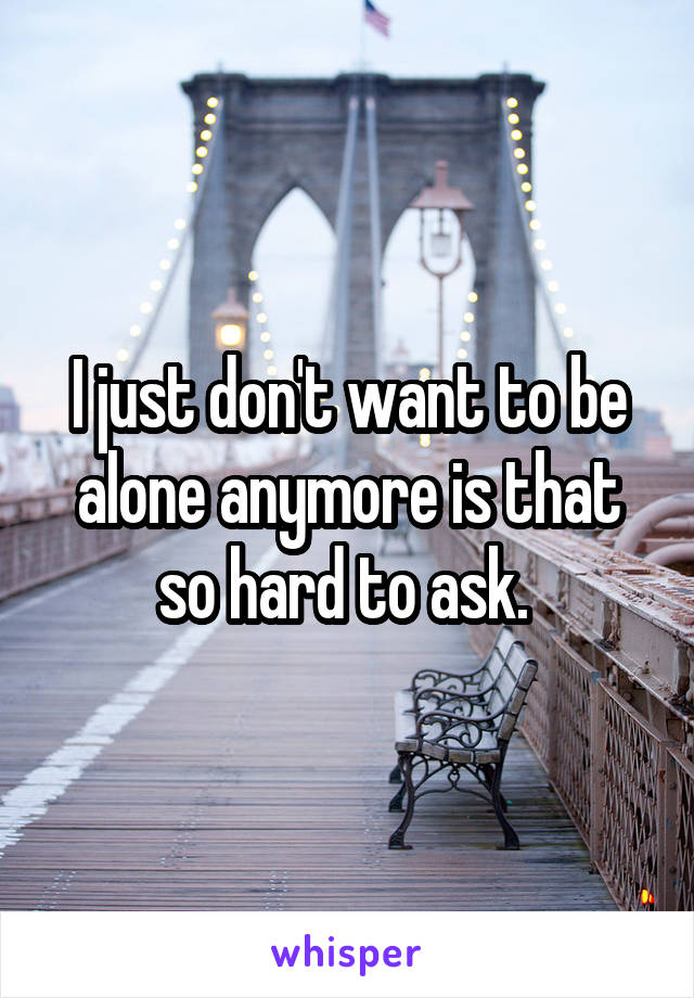 I just don't want to be alone anymore is that so hard to ask. 