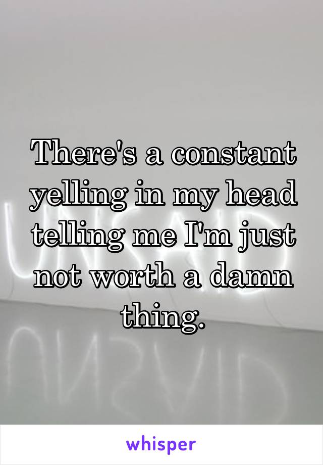 There's a constant yelling in my head telling me I'm just not worth a damn thing.
