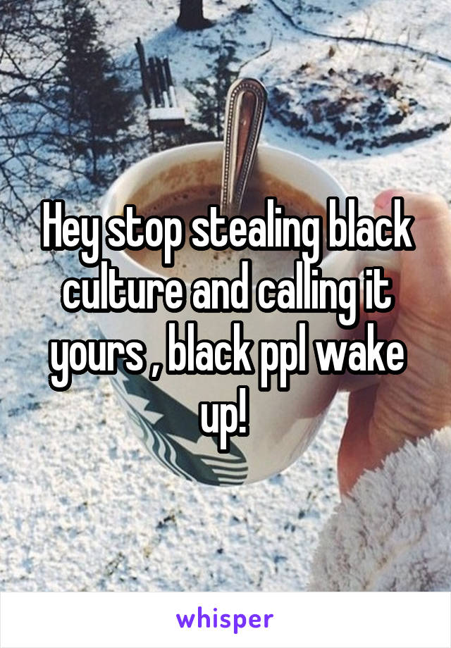 Hey stop stealing black culture and calling it yours , black ppl wake up! 