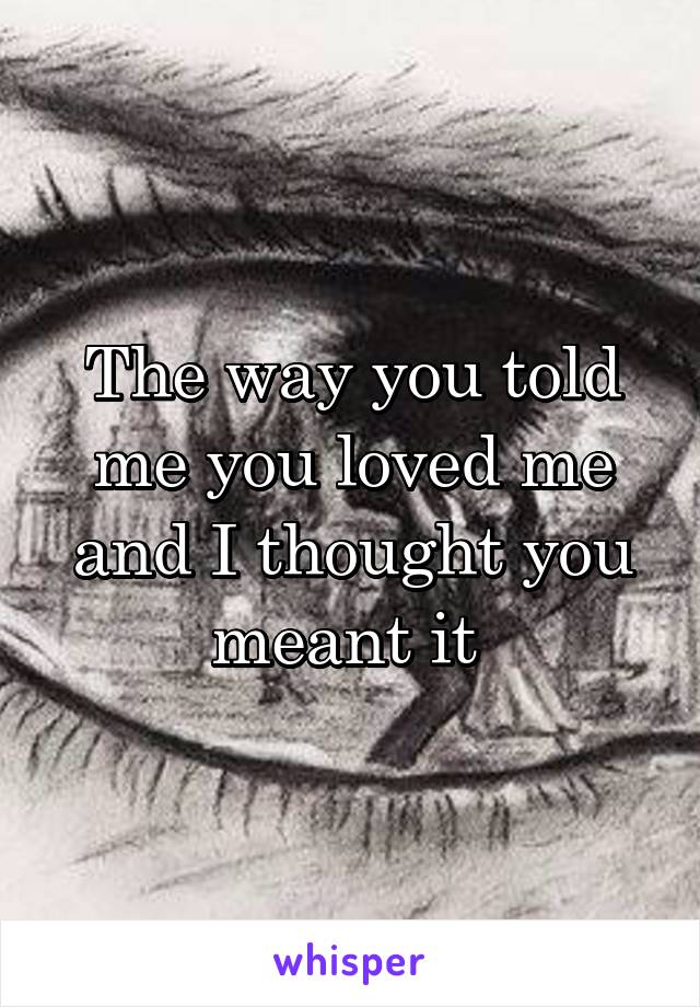 The way you told me you loved me and I thought you meant it 