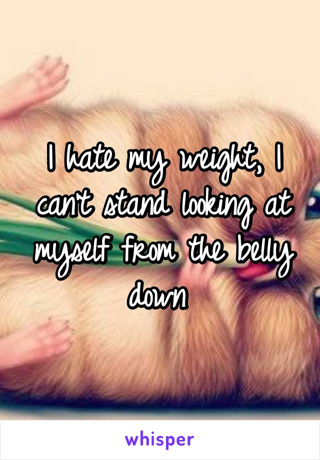 I hate my weight, I can't stand looking at myself from the belly down 