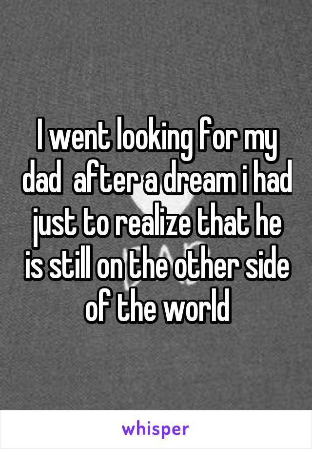 I went looking for my dad  after a dream i had just to realize that he is still on the other side of the world