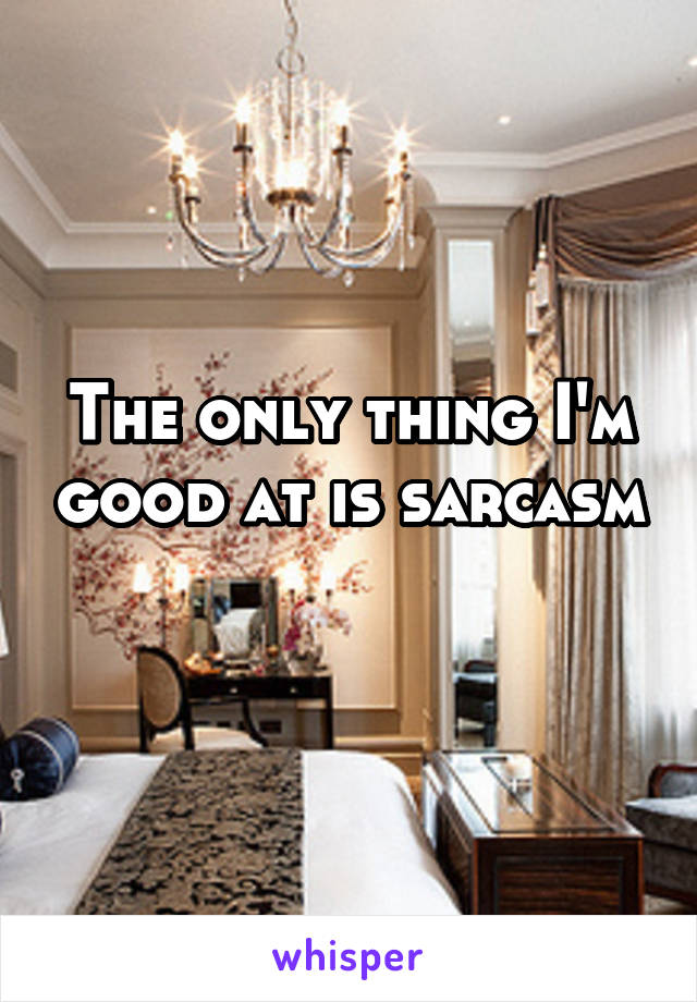 The only thing I'm good at is sarcasm 