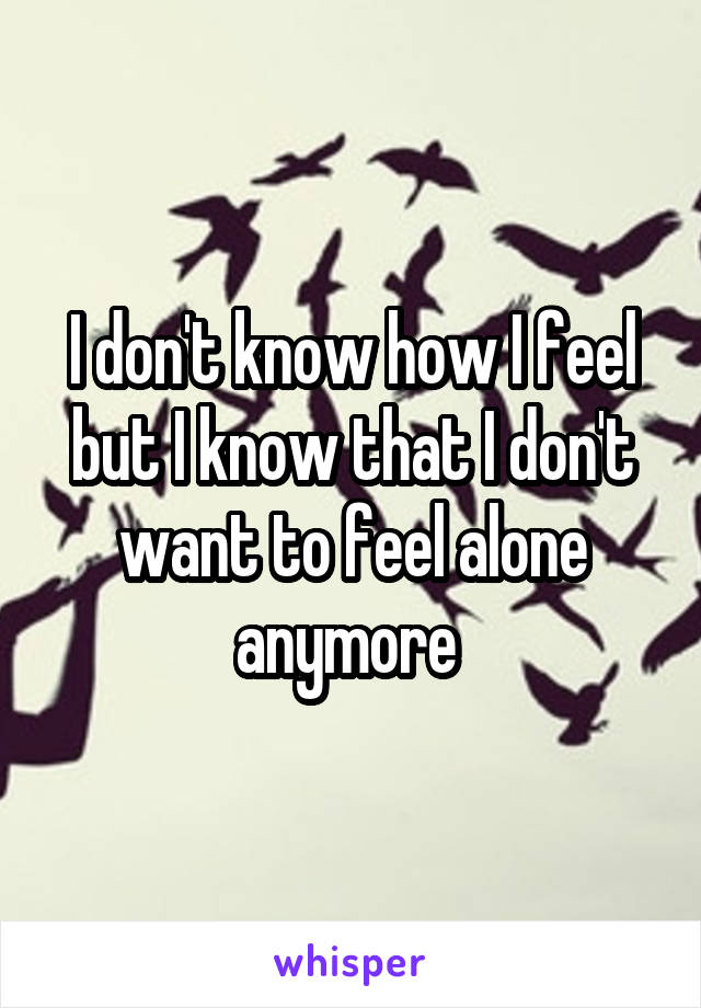 I don't know how I feel but I know that I don't want to feel alone anymore 