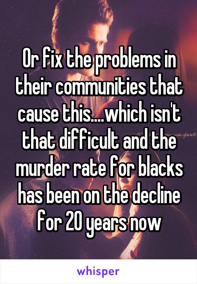 Or fix the problems in their communities that cause this....which isn't that difficult and the murder rate for blacks has been on the decline for 20 years now
