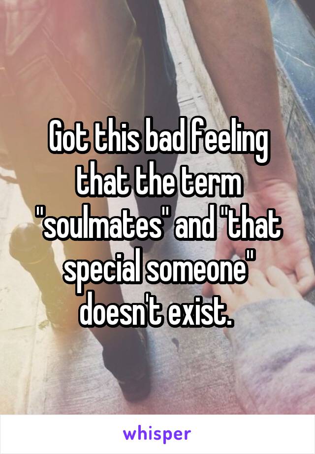 Got this bad feeling that the term "soulmates" and "that special someone" doesn't exist. 