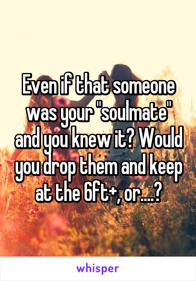 Even if that someone was your "soulmate" and you knew it? Would you drop them and keep at the 6ft+, or....?