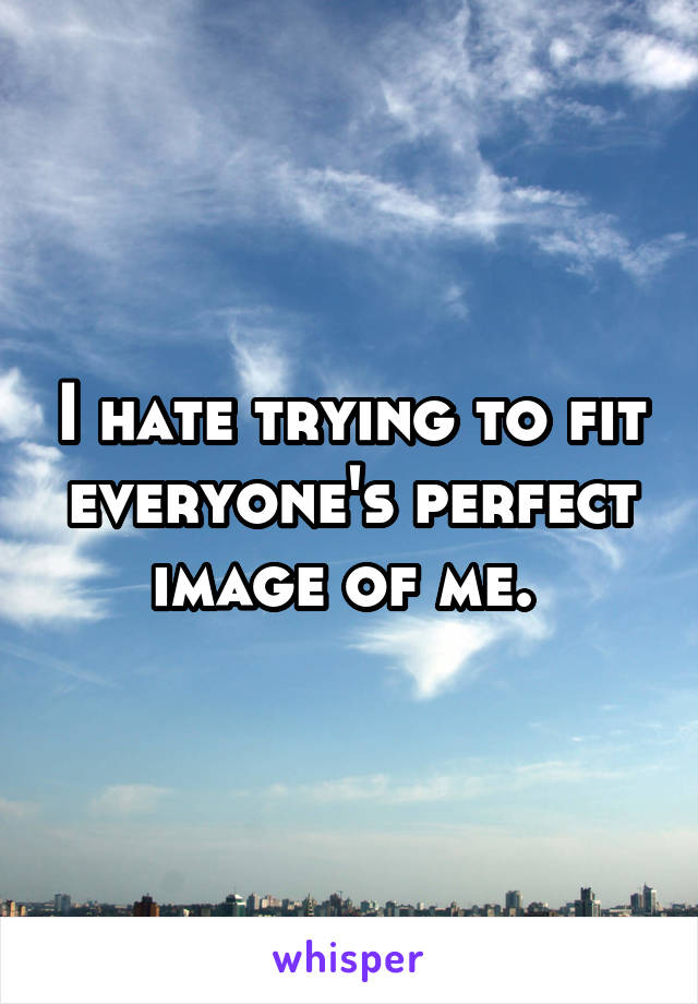 I hate trying to fit everyone's perfect image of me. 