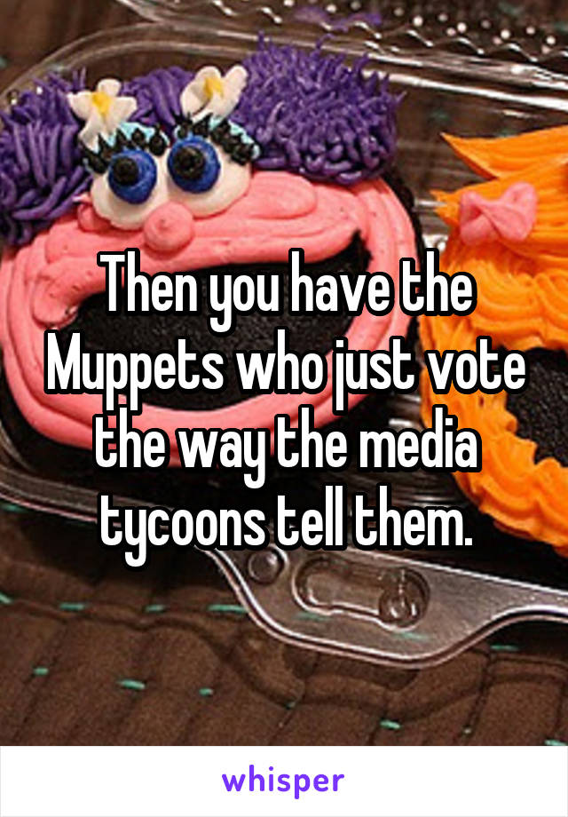 Then you have the Muppets who just vote the way the media tycoons tell them.