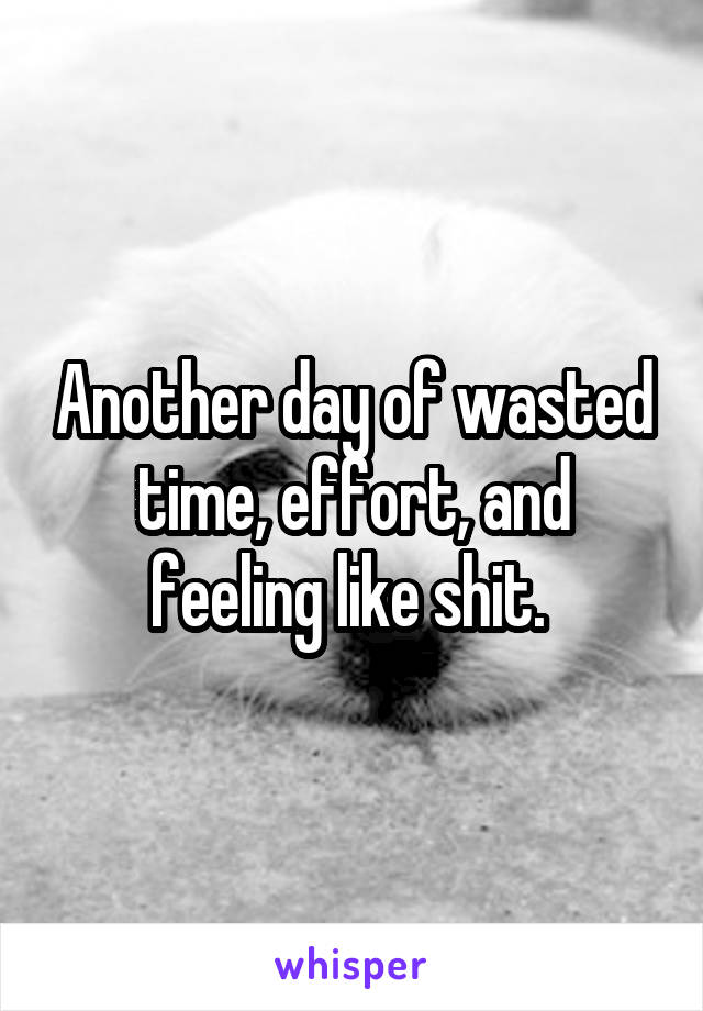Another day of wasted time, effort, and feeling like shit. 