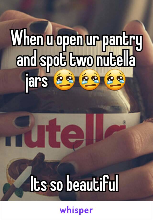 When u open ur pantry and spot two nutella jars 😢😢😢




Its so beautiful 