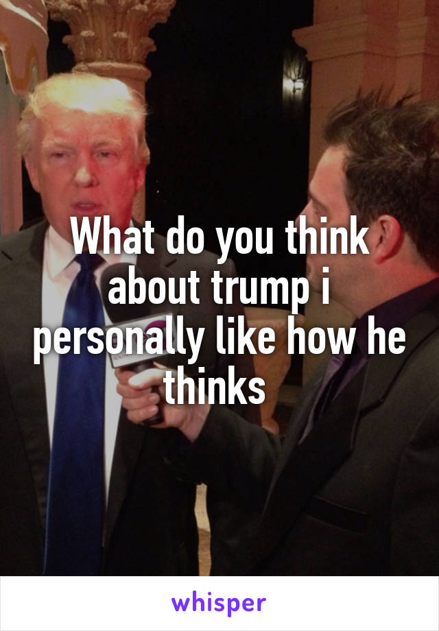 What do you think about trump i personally like how he thinks 