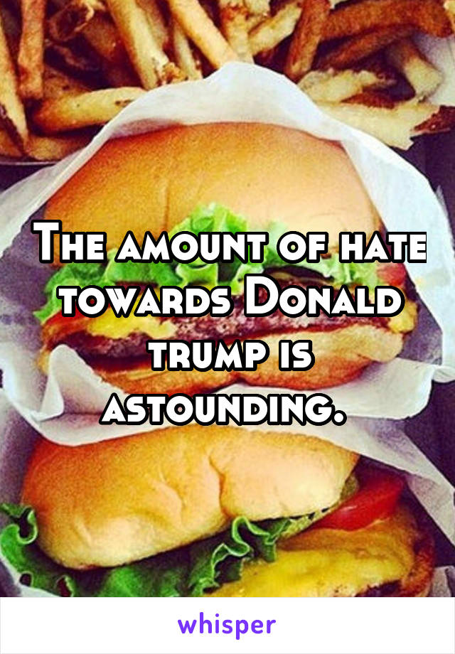 The amount of hate towards Donald trump is astounding. 