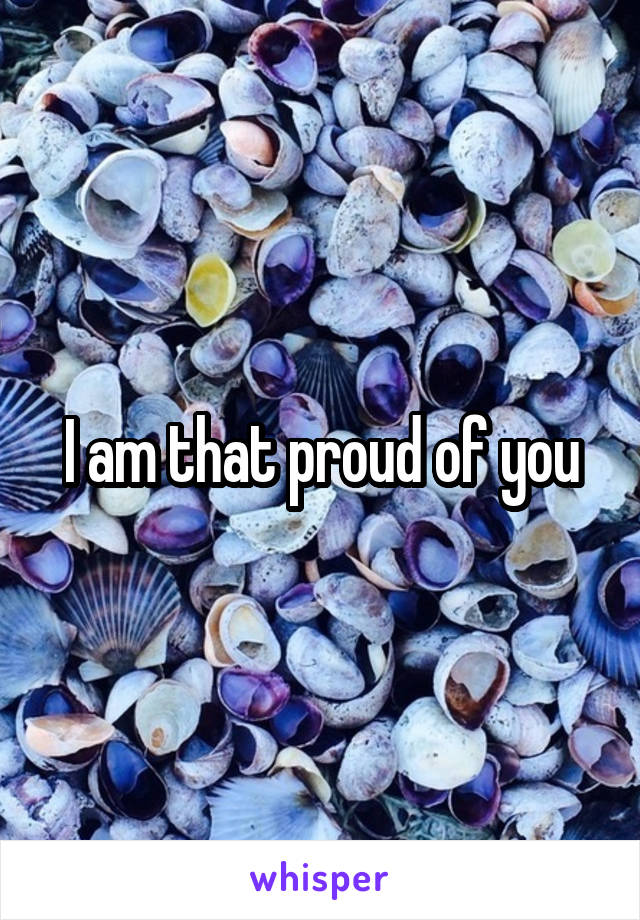 I am that proud of you