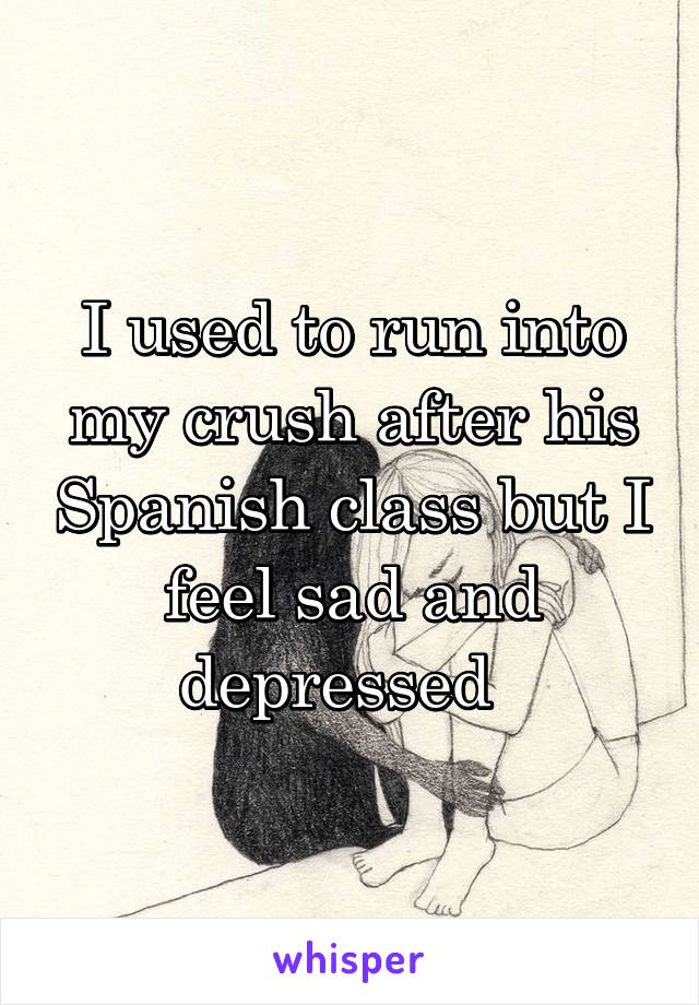 I used to run into my crush after his Spanish class but I feel sad and depressed  