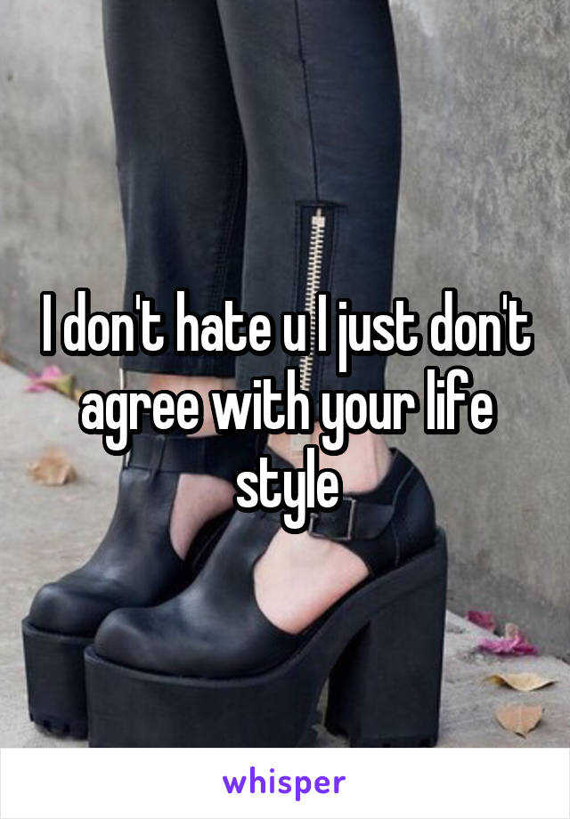 I don't hate u I just don't agree with your life style