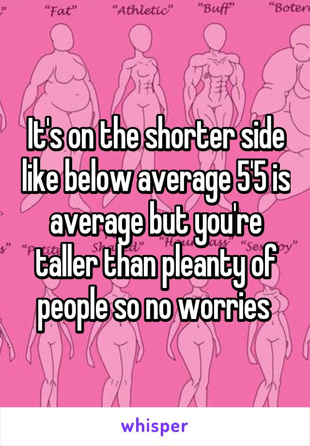 It's on the shorter side like below average 5'5 is average but you're taller than pleanty of people so no worries 