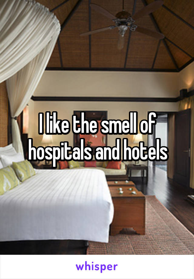 I like the smell of hospitals and hotels