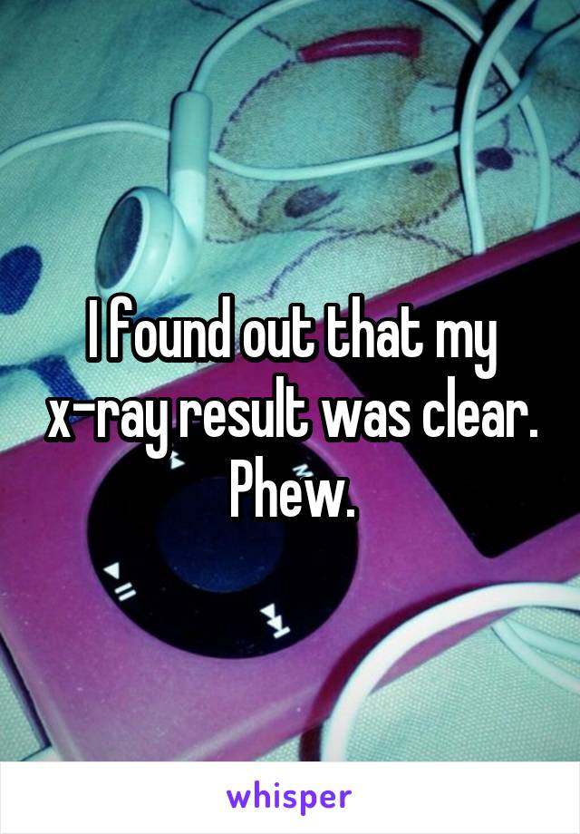 I found out that my x-ray result was clear. Phew.