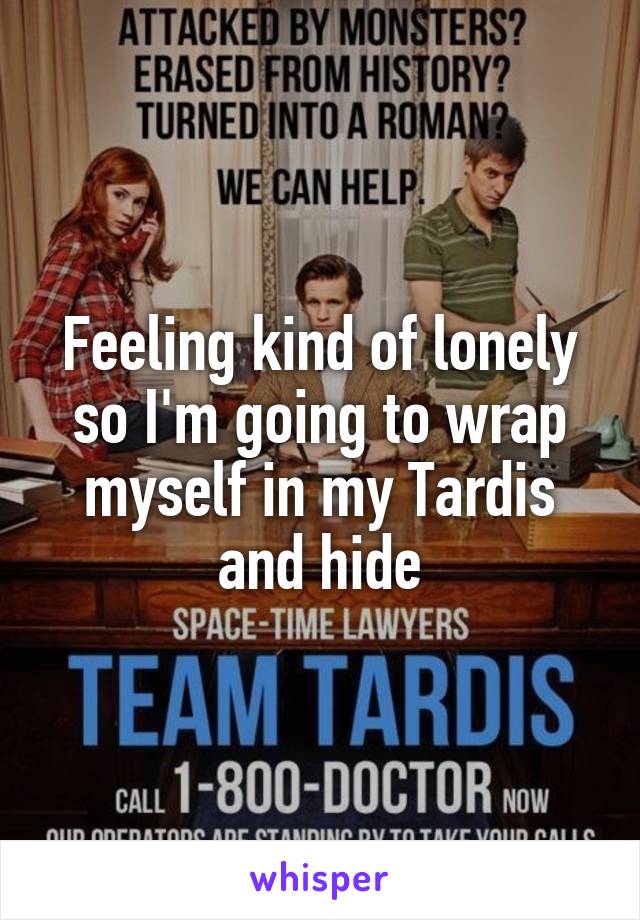 Feeling kind of lonely so I'm going to wrap myself in my Tardis and hide