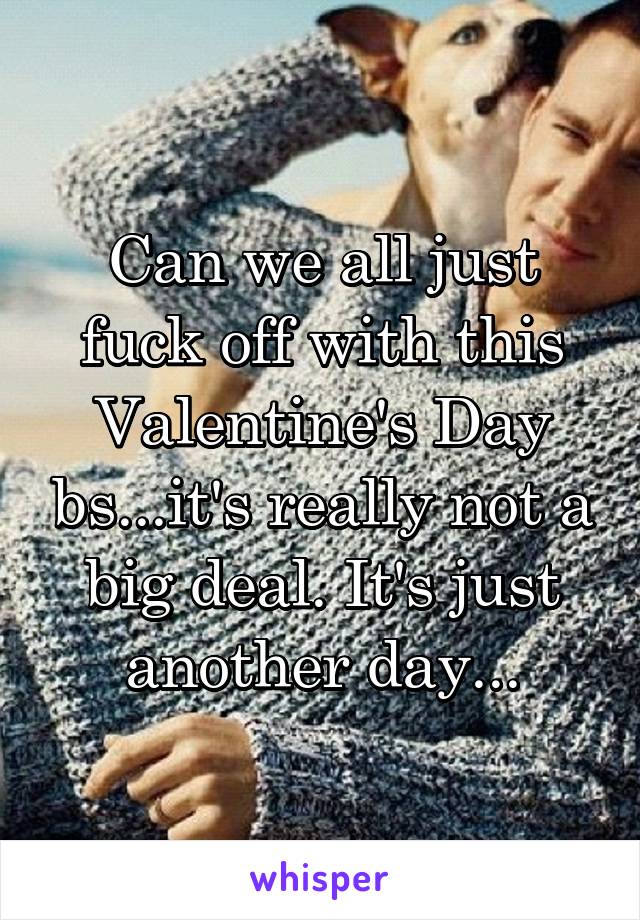 Can we all just fuck off with this Valentine's Day bs...it's really not a big deal. It's just another day...