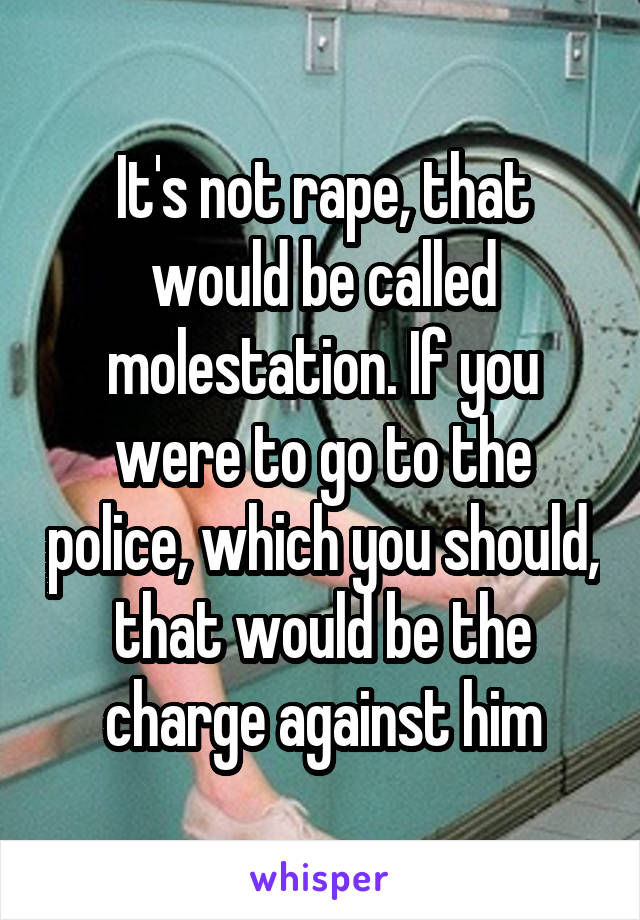 It's not rape, that would be called molestation. If you were to go to the police, which you should, that would be the charge against him