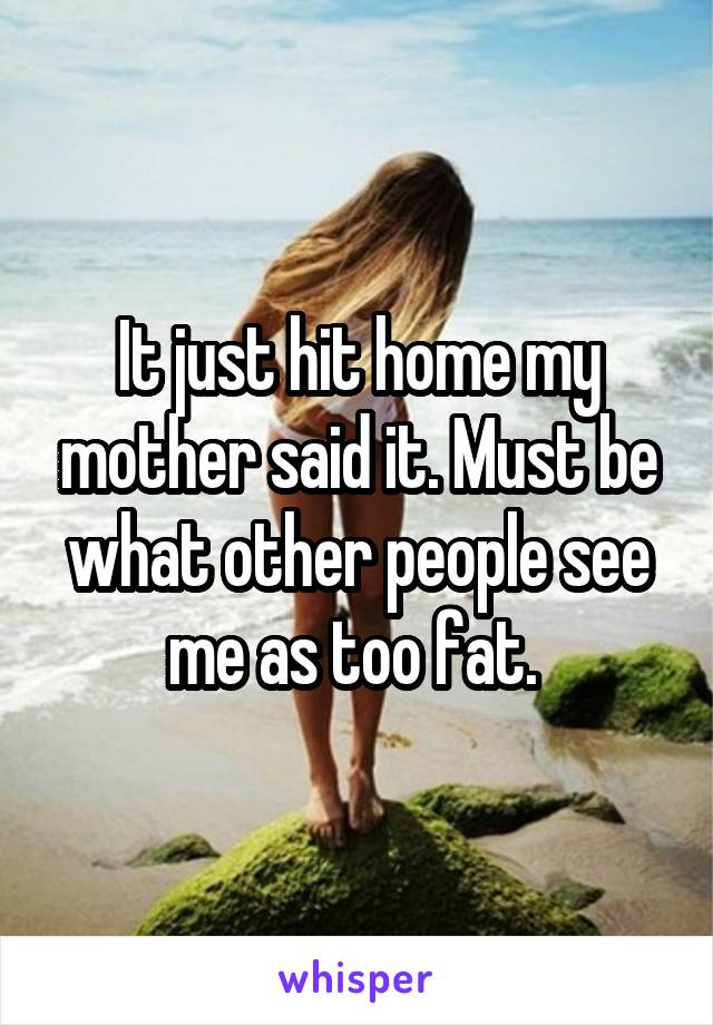 It just hit home my mother said it. Must be what other people see me as too fat. 