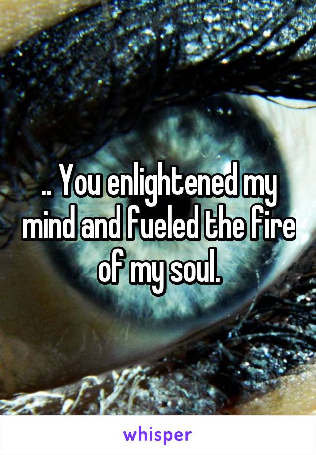 .. You enlightened my mind and fueled the fire of my soul.