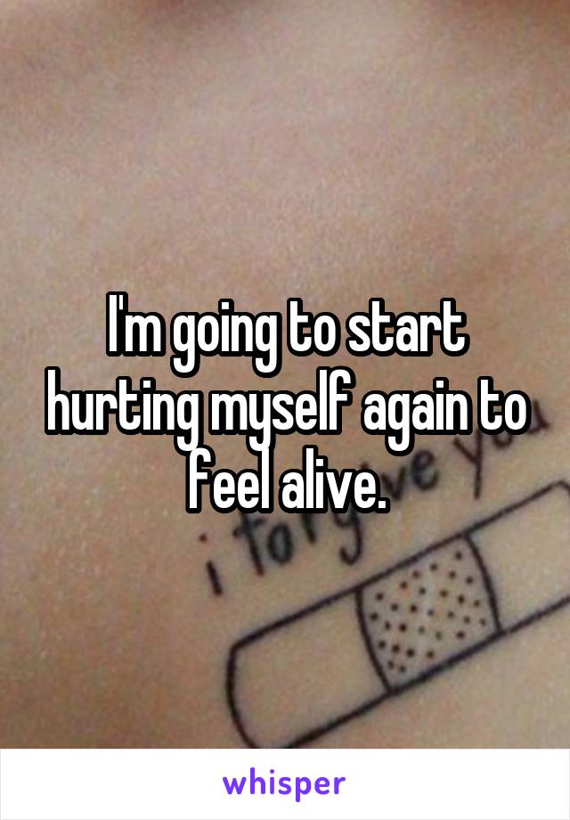 I'm going to start hurting myself again to feel alive.