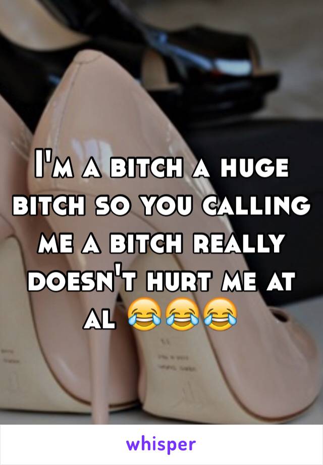 I'm a bitch a huge bitch so you calling me a bitch really doesn't hurt me at al 😂😂😂