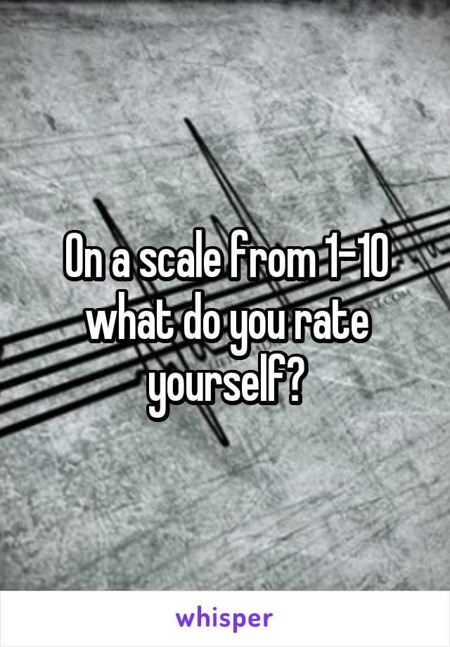 On a scale from 1-10 what do you rate yourself?