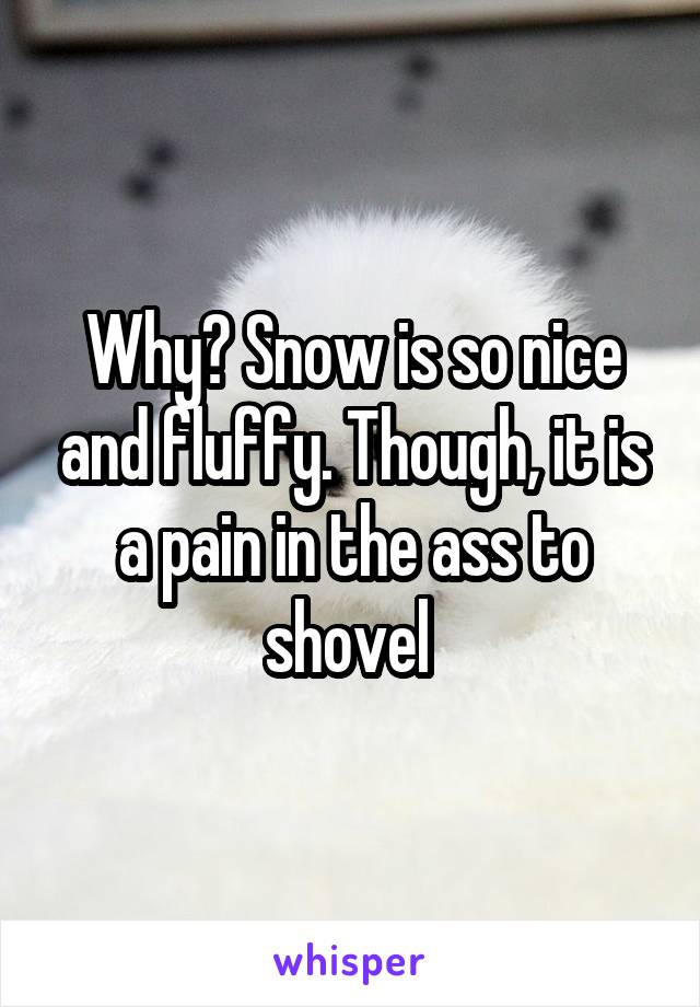 Why? Snow is so nice and fluffy. Though, it is a pain in the ass to shovel 