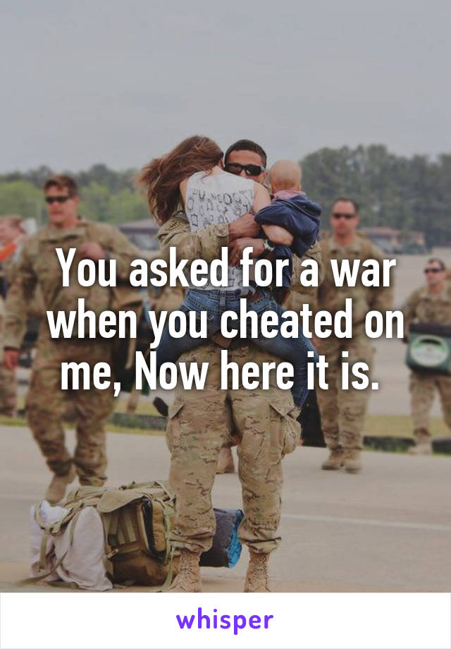 You asked for a war when you cheated on me, Now here it is. 