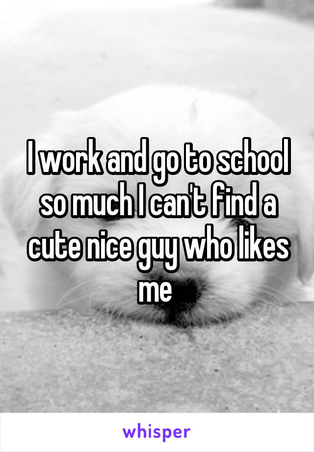 I work and go to school so much I can't find a cute nice guy who likes me 
