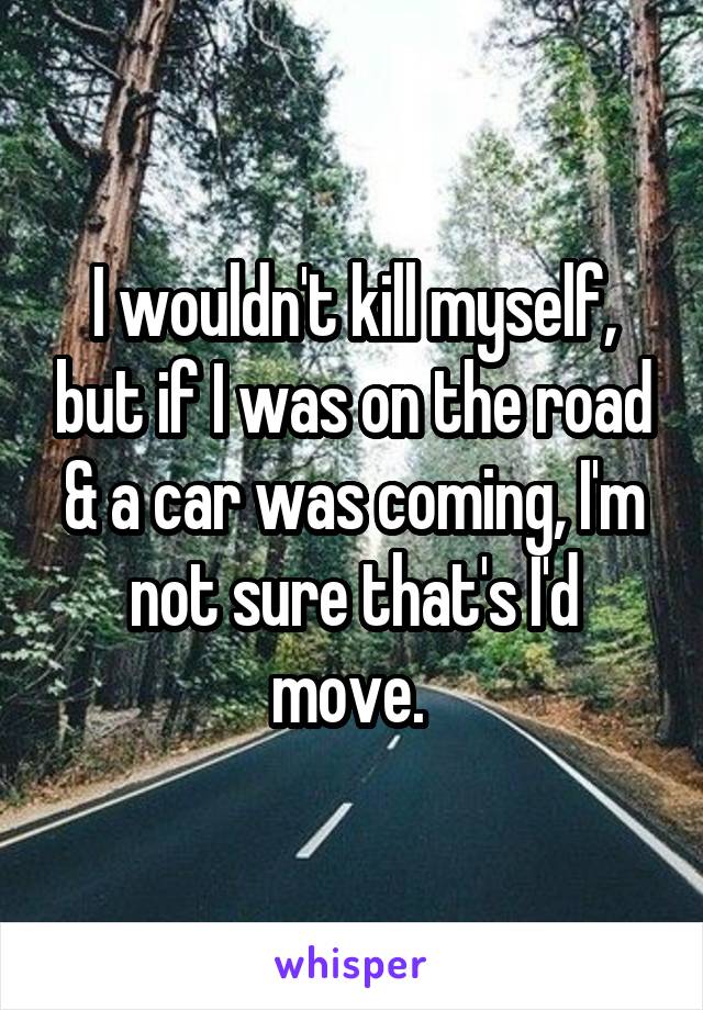 I wouldn't kill myself, but if I was on the road & a car was coming, I'm not sure that's I'd move. 